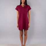 Camicia da Notte Scollo a V Manica Corta 90 cm in Cotone - CILIEGIA - CI28