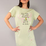 Maxi Maglia in Cotone con Maniche Kimono e Stampa Farfalle - SALVIA - DR41