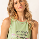 Maxi Maglia in Cotone Spalla Larga con Stampa Farfalle - SALVIA - DR42
