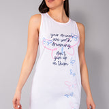 Maxi Maglia in Cotone Spalla Larga con Stampa Farfalle - MILK - DR42