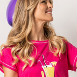 Maxi Maglia in Cotone 100% con Stampa Hello Summer - FUXIA - HE41