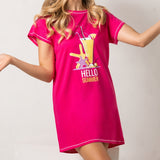 Maxi Maglia in Cotone 100% con Stampa Hello Summer - FUXIA - HE41