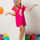 Maxi Maglia in Cotone 100% con Stampa Hello Summer - FUXIA - HE41