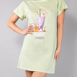 Maxi Maglia in Cotone 100% con Stampa Hello Summer - SALVIA - HE41