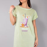 Maxi Maglia in Cotone 100% con Stampa Hello Summer - SALVIA - HE41