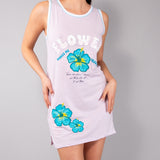 Maxi Maglia in Cotone 100% Spalla Larga con Stampa Flower - LILLA - OR42
