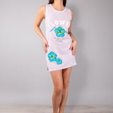 Maxi Maglia in Cotone 100% Spalla Larga con Stampa Flower - LILLA - OR42