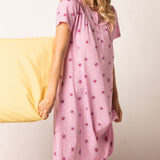 Camicia da Notte Serafino Manica Corta 100 cm in Cotone 100% - ROSA - PC26