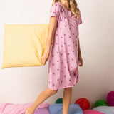 Camicia da Notte Serafino Manica Corta 100 cm in Cotone 100% - ROSA - PC26