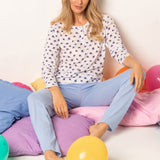 Pigiama Serafino Manica Lunga e Pantalone Lungo in Cotone 100% - INDACO - PN15