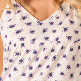 Camicia da Notte con Spalline Sottili e Stampa Floreale - INDACO - PN21