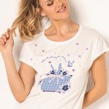 Maxi Maglia 85 cm in Cotone 100% Base Milk con Stampa Floreale - INDACO - PN41
