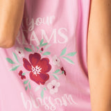 Maxi Maglia in Cotone 100% con Stampa Piazzata Floreale - ROSA - PN42