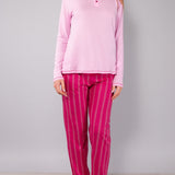 Pigiama Manica Lunga e Pantalone Lungo in Cotone 100% - CILIEGIA - ST15