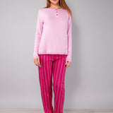 Pigiama Manica Lunga e Pantalone Lungo in Cotone 100% - CILIEGIA - ST15