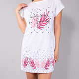Maxi Maglia in Cotone con Maniche Kimono e Stampa Grafica - MILK - SU41