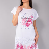 Maxi Maglia in Cotone con Maniche Kimono e Stampa Grafica - MILK - SU41