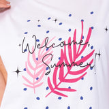 Maxi Maglia in Cotone con Maniche Kimono e Stampa Grafica - MILK - SU41