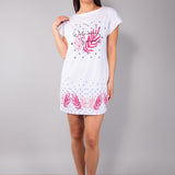 Maxi Maglia in Cotone con Maniche Kimono e Stampa Grafica - MILK - SU41