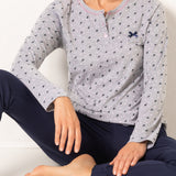 Pigiama serafino manica lunga pantalone lungo - BLU - 007 - BLU - WK15
