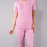 Verde Veronica pigiama serafino manica corta e pantalone pinocchietto - ROSA - BL11