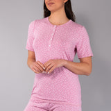 Verde Veronica pigiama serafino manica corta e pantalone pinocchietto - ROSA - BL11