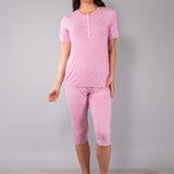 Verde Veronica pigiama serafino manica corta e pantalone pinocchietto - ROSA - BL11