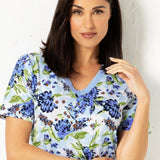 Verde Veronica camicia da notte con scollo a V manica corta - INDACO - FL28