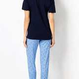 Verde Veronica pigiama serafino manica corta e pantalone lungo - BLU - PR13