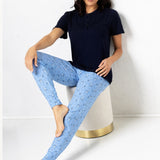 Verde Veronica pigiama serafino manica corta e pantalone lungo - BLU - PR13