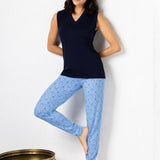 Verde Veronica pigiama spalla larga pantalone lungo - BLU - PR17