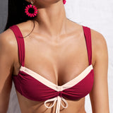 Reggiseno con imbottitura estraibile, senza ferretto, con arriccio - CILIEGIA - DW54