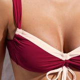 Reggiseno con imbottitura estraibile, senza ferretto, con arriccio - CILIEGIA - DW54