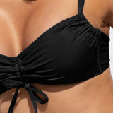 Reggiseno con imbottitura estraibile, senza ferretto, con arriccio - NERO - OC54