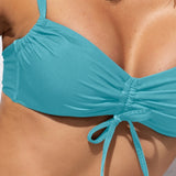 Reggiseno con imbottitura estraibile, senza ferretto, con arriccio - TURCHESE - OC54