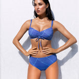 Bikini con arriccio e slip - BLU - OV5468