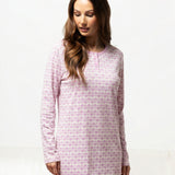 Camicia da notte donna in caldo cotone con fantasia cuori - MALVA - DO26