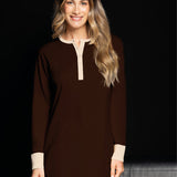 Camicia da notte donna in caldo cotone Verde Veronica - CACAO/BEIGE - OT25