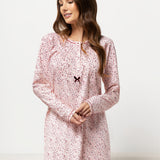 Camicia da notte donna in caldo cotone con fantasia floreale - BORDEAUX - PT25