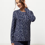 Pigiama donna in caldo cotone blu con fantasia floreale - BLU - RA16