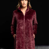 Vestaglia donna in pile coral con zip Verde Veronica - BORDEAUX - CF71