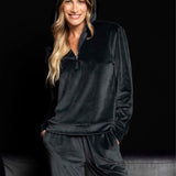 Tuta homewear donna in ciniglia con cappuccio Verde Veronica - PIOMBO - CE16