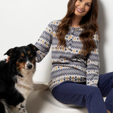 Pigiama donna homewear fantasia nordica con serafino - BLU - ZL15