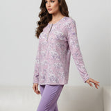 Pigiama donna in caldo cotone con fantasia floreale - LAVANDA - CA15