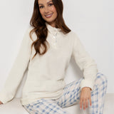 Tuta donna in Coral con pantaloni check - AZZURRO - TI45
