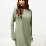 Camicia da notte donna in caldo cotone verde salvia - SALVIA - CL26