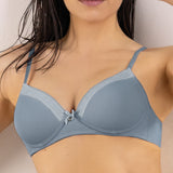 Reggiseno con coppe imbottite e ferretto in tessuto jacquard - DENIM - 1882