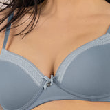 Reggiseno con coppe imbottite e ferretto in tessuto jacquard - DENIM - 1882