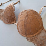 Reggiseno push-up con ferretto in pizzo - CARAMELLO - 8034